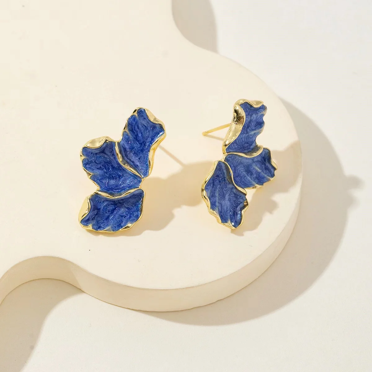Trendy Jewelry Unique Statement Maple Leaf Flower Drip Oil Earrings Multiple Colors Enamel Irregular Petal Earrings For Women
