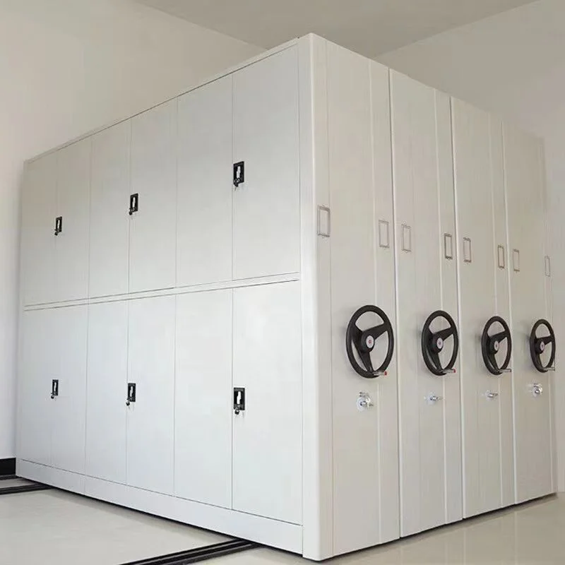 Hand-cranked Rolling File Compact Cabinet Mobile Shelving Electric Archive Storage System Steel Dense Frame