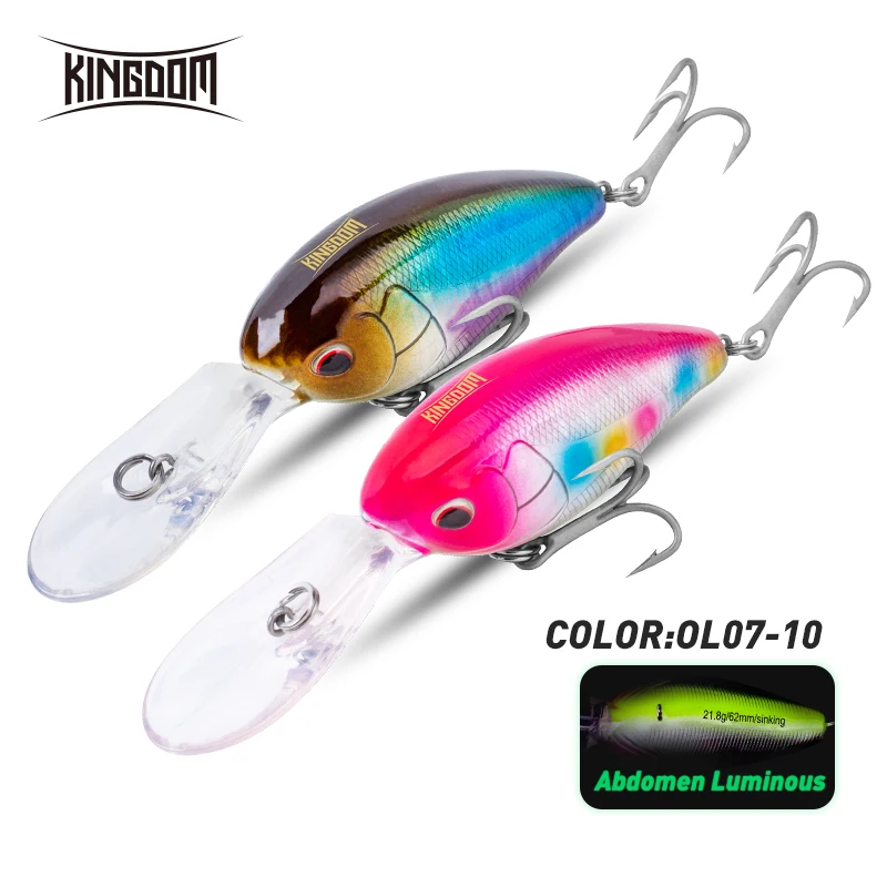 Kingdom wholesale sea bass crankbait fishing lure oem size floating action 16.5g/62mm saltwater hard plastic crankbait for sea
