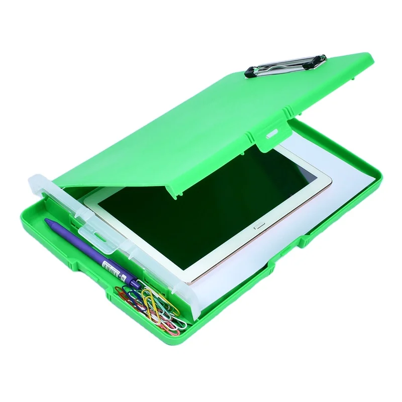 Multifunctional Waterproof A4 Paper Storage File Box Portable Plastic Writing Clipboard with Pen Slot