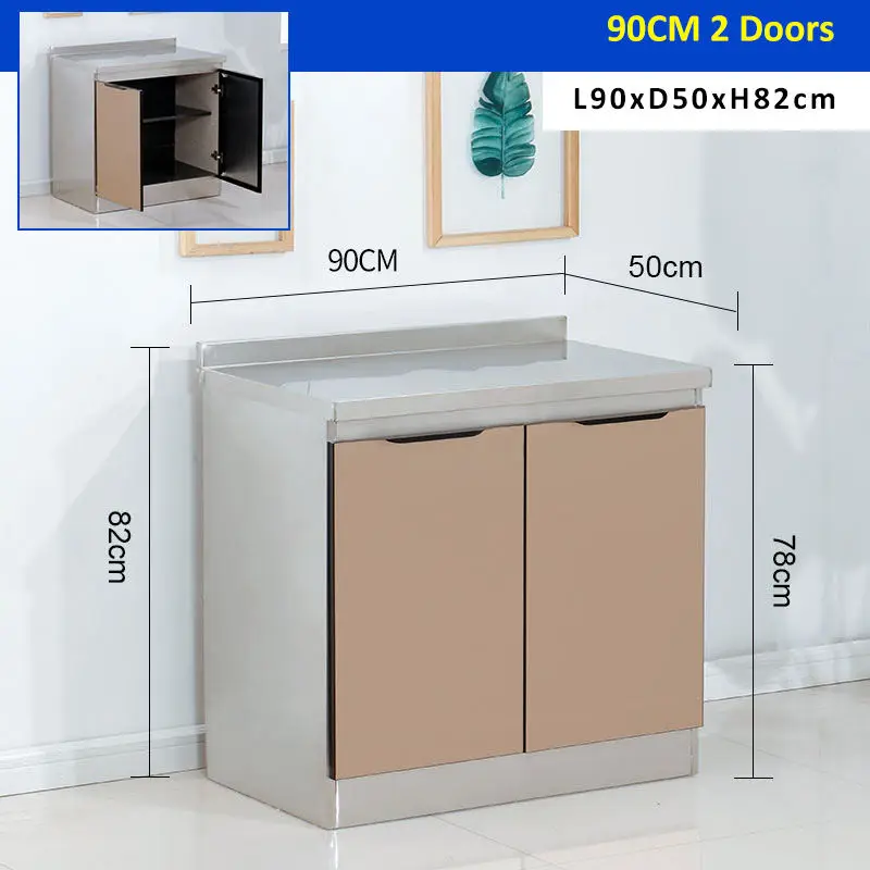 Customized Solid Wood Multi-Layer Board Moisture-Proof And Mold Resistant SUS304 Counter Top Open Type Kitchen Cabinet