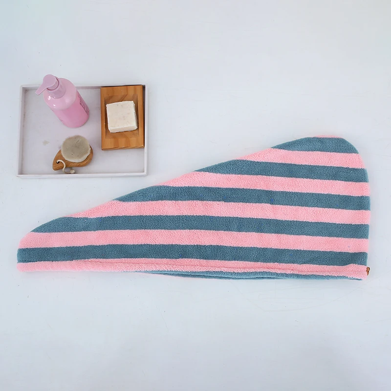 Absorbent custom logo hair dry turban towel with button