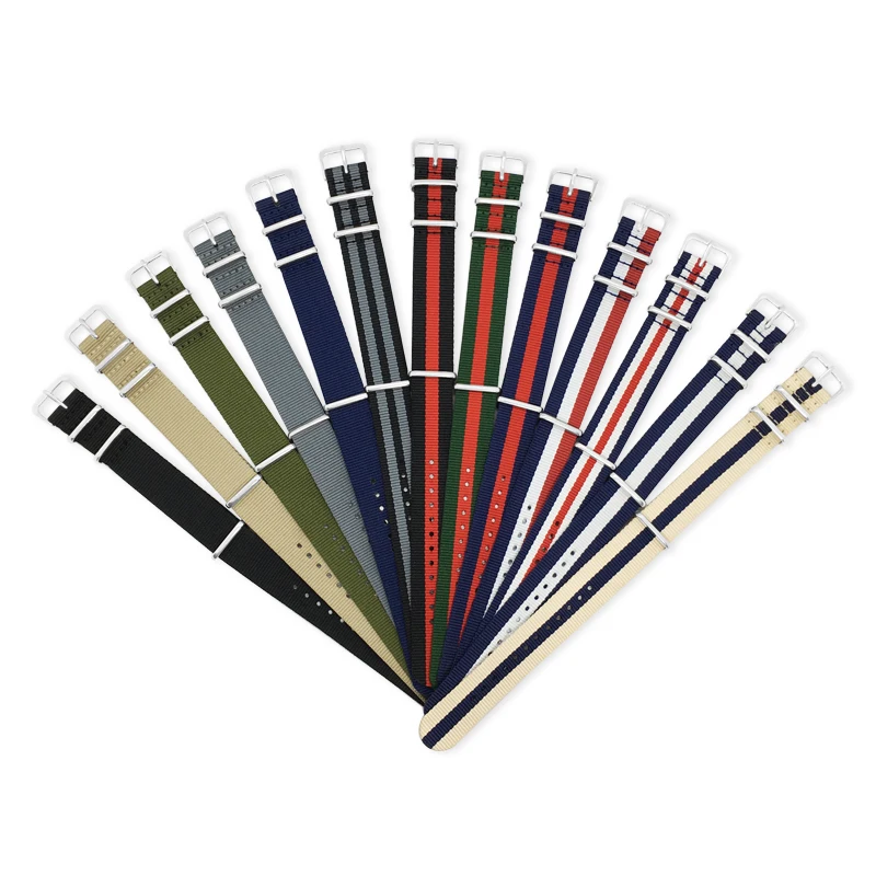 custom woven fabric 22mm 20mm 18mm red nato zulu nylon striped wrist watch strap 24mm nylon sports watch band for watch
