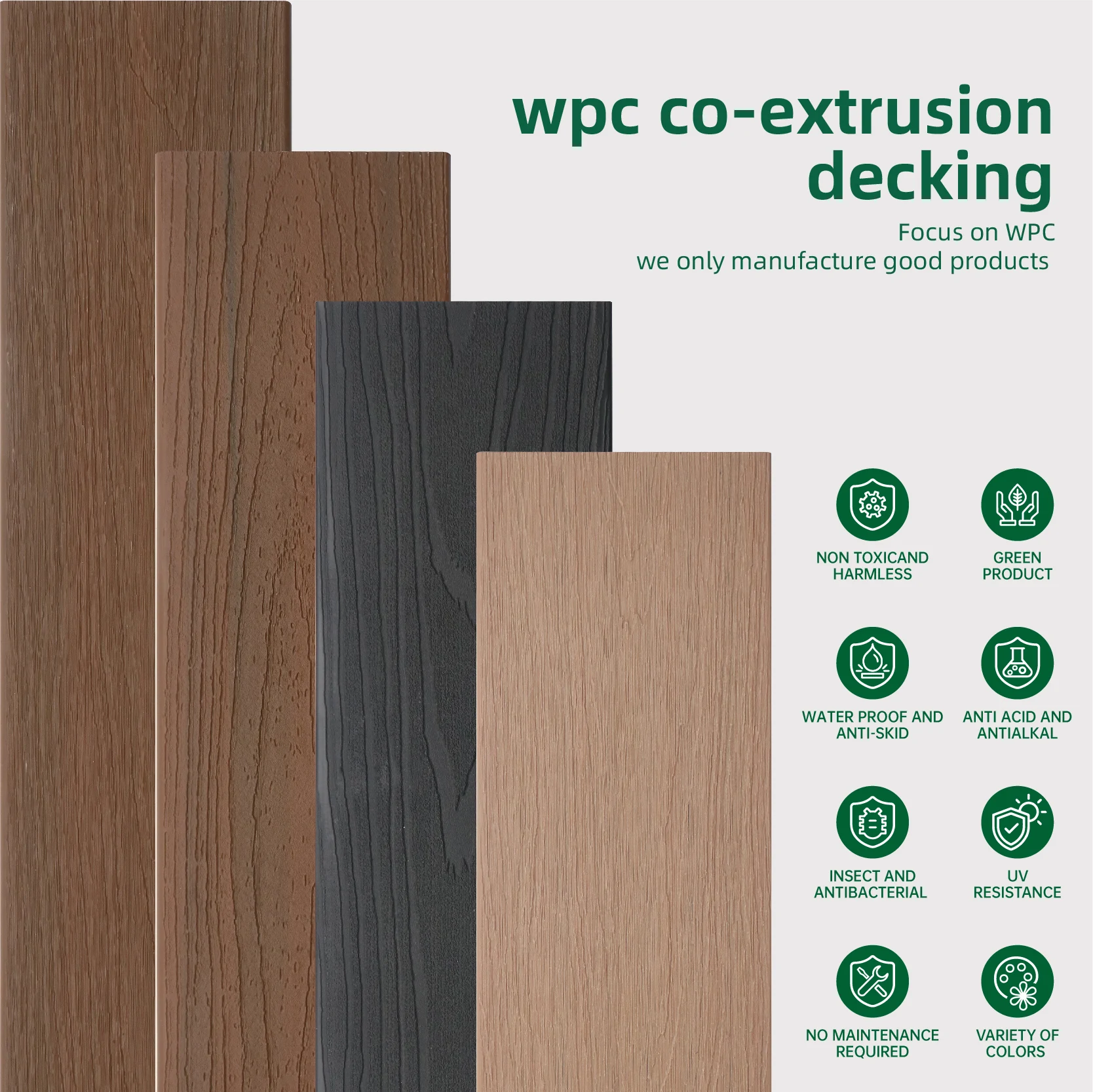 Hot selling 2024 round hollow backyard co-extrusion wpc solid board decking wood edge cover for decks