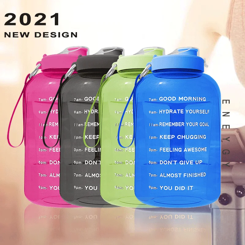 
1 Gallon Water Bottle with Handle and Straw BPA Free Tritan Plastic BPA Free 1.5L Gallon Liter Customized Logo water bottle 