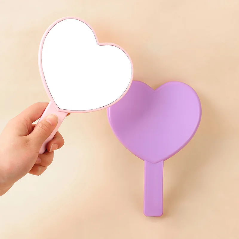 Customized hand mirror Private Label pocket mirror heart-shaped custom logo makeup mirrors for beauty girl