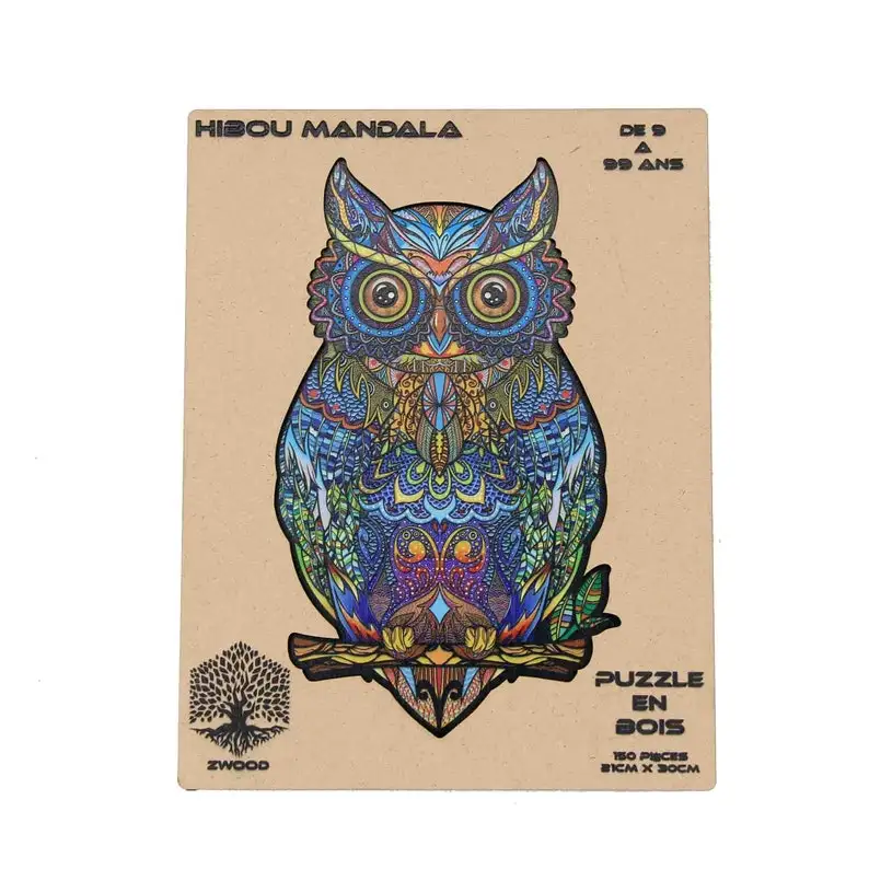 Customized Hight Quality decorative intellectual development Educational learning toys wooden animals adults OWL mandala Puzzle