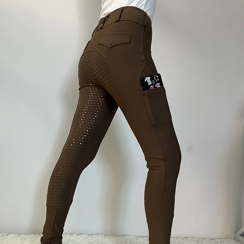 Customized Full Seat Silicone Equestrian Breeches With Pockets Quick Dry Horse Riding Breeches ODM Women Equestrian Leggings