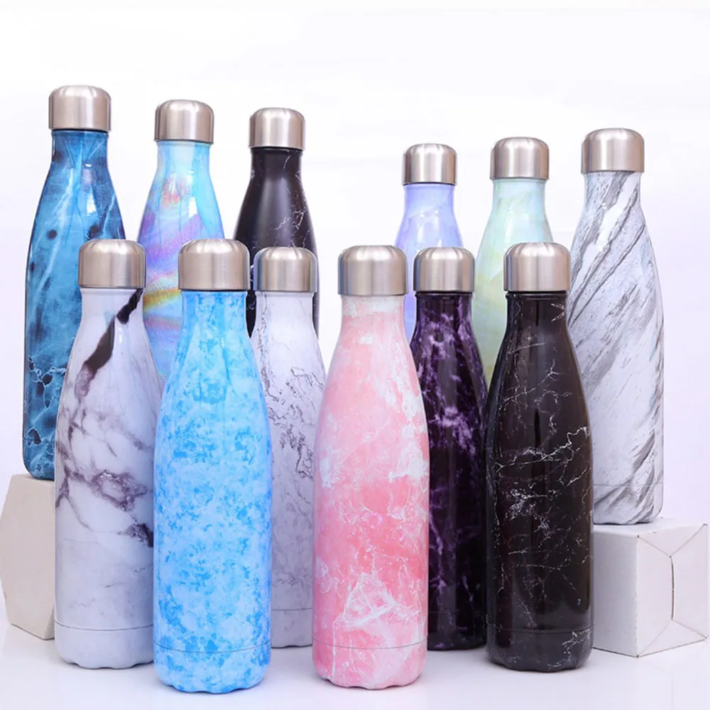 
water bottle manufacturer free shipping vacum insulated embossed electric cola shape fitness water bottle 