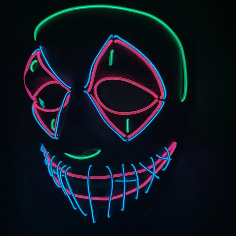 2022 Hot Halloween LED Mask Purge Neon Masks Election Mascara Costume DJ Party Light Up EL Masks Glow Dark Punk Fashion Cosplay