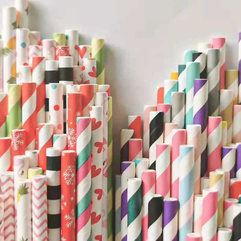 
Disposable independent packaging degradable paper sucker bubble tea coffee and other beverage stores paper straw customized logo 