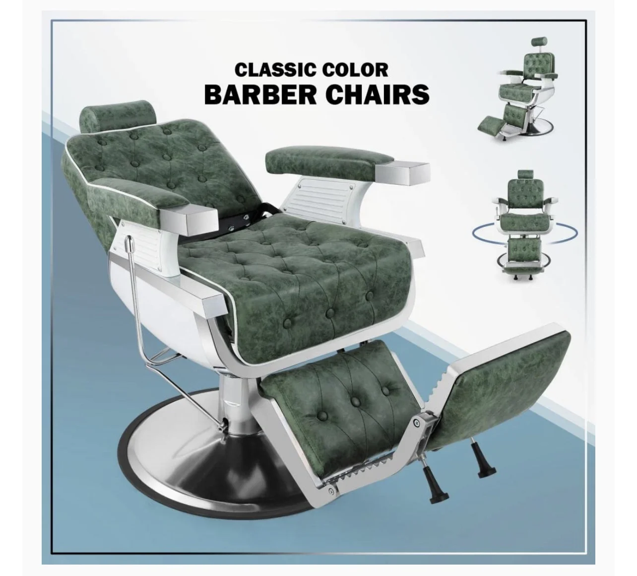 Green vintage barber chair for barber shop New salon chairs with high quality Comfortable beauty barber chair for hairdressing