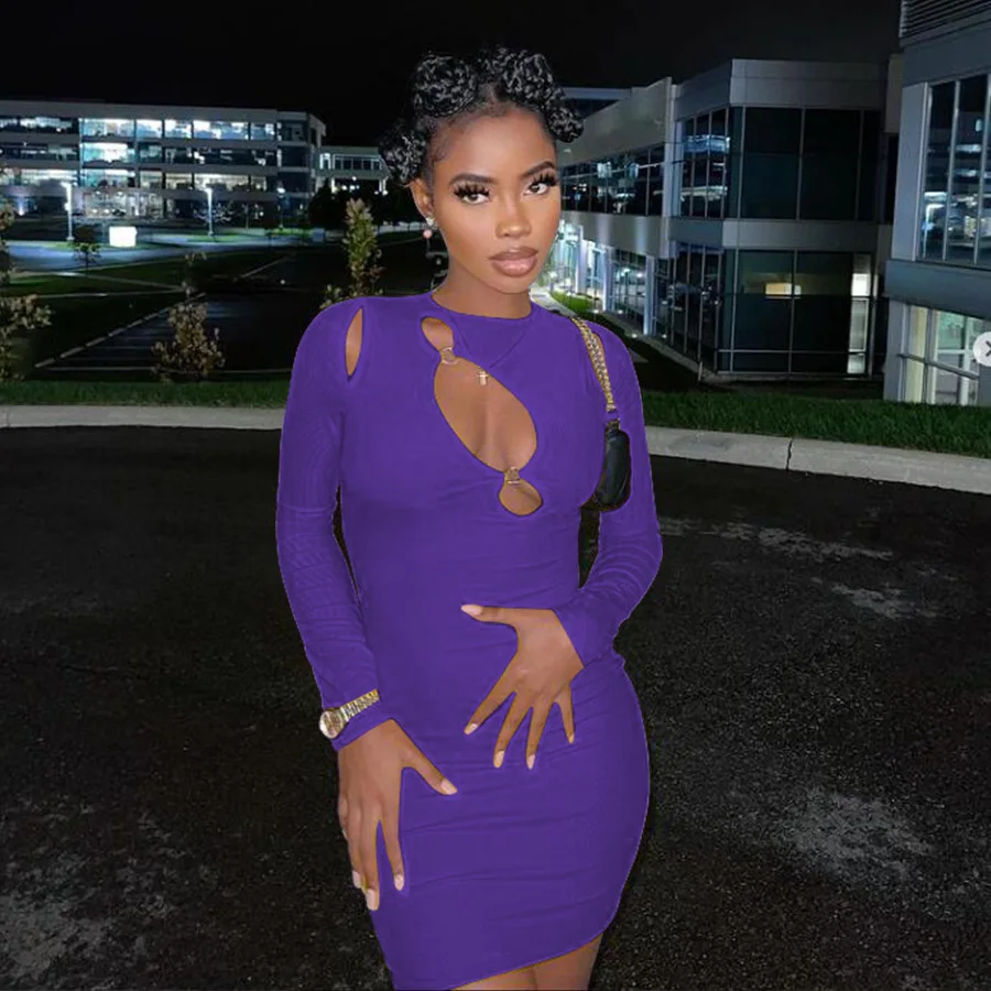 Custom logo 2021 Fall Winter Ladies Elegant Jersey Dresses Midi Casual Dresses Club Party Wear Luxury Trendy Ribbed Sexy Dresses