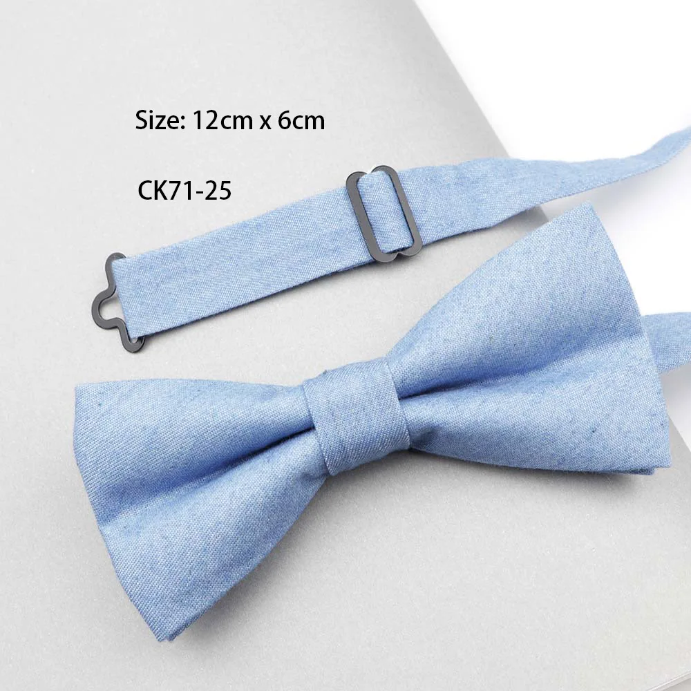 Solid Color Cotton Bow Tie Flexible Denim Bowtie Smooth Necktie Soft Butterfly Decorative Pattern Ties