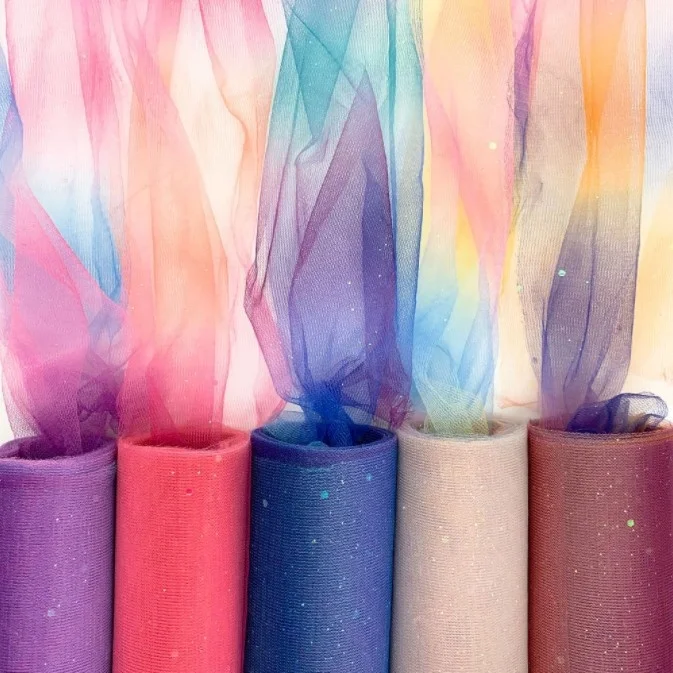 10Yards Rainbow Glitter Tulle Roll for Table Runner Chair Bows Tutu Skirt Wedding Party Gift Ribbon Birthday Doll Decoration DIY