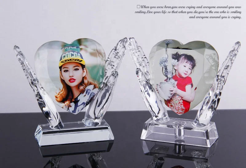 
Modern Blank Crystal Glass 3d Heart-Shaped Photo Frame Desktop Crystal Glass Photo Frame 