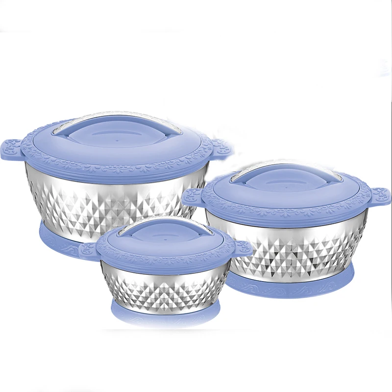 Insulated Hot Pot Casserole Double Wall Food Warmer Casserole Set Of 3 With Stainless Steel Handles