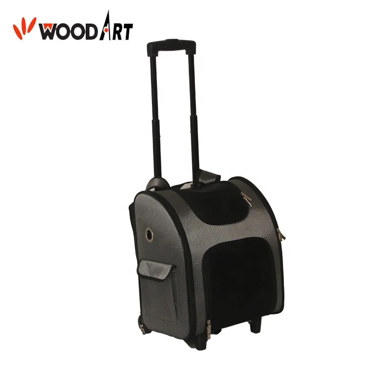 Wholesale airline approved pet stroller carrier box dog trolley bag crates with wheels