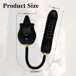 Rose Flower Shape Licking Sucking Toys Thrusting Dildo G spot Vibrator Sex Products Rose 2 In 1 Toys For Women Rose Vibrator
