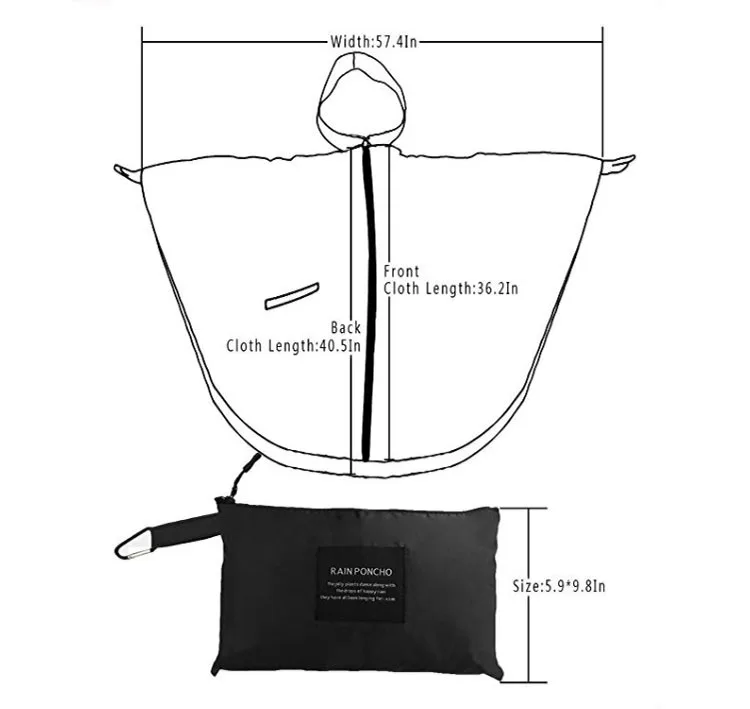 Custom  High quality polyester PU adult poncho Waterproof zipper outdoor men and women hiking travel portable poncho