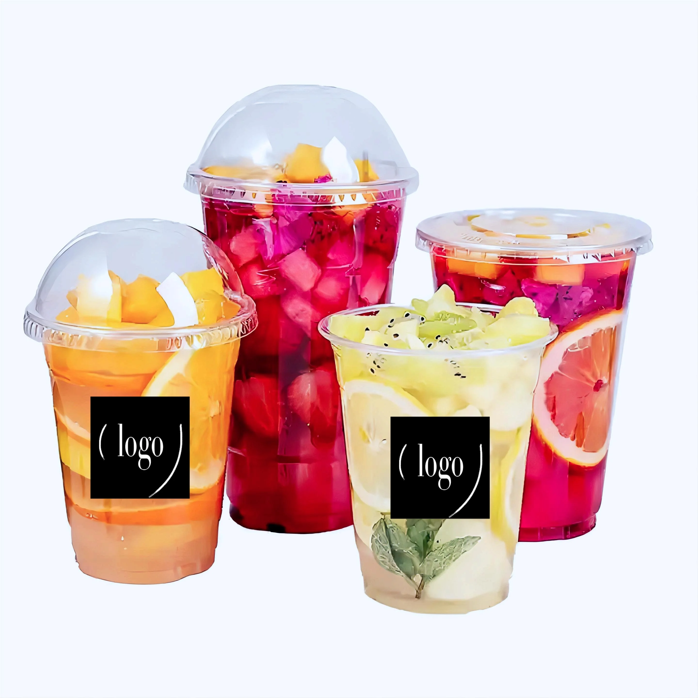 Disposable PLA Transparent cool Drinking Cups Biodegradable transparent cold drink cup  for milk tea shops