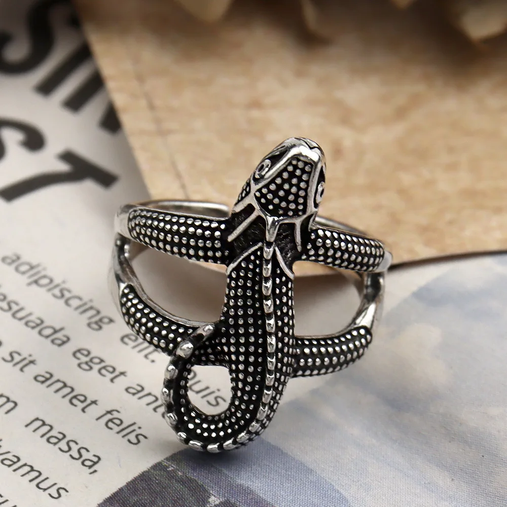 Vintage Irregular Mans Rings Personalized Lizard 925 Animals Design Rings Wholesale Hip Hop Ring