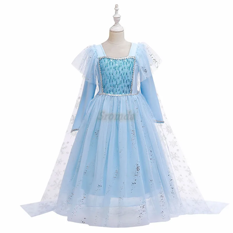 Sromda Cosplay Costumes Elsa Dress For Girls Princess Party Dress Up Fashion Dress With Sequined