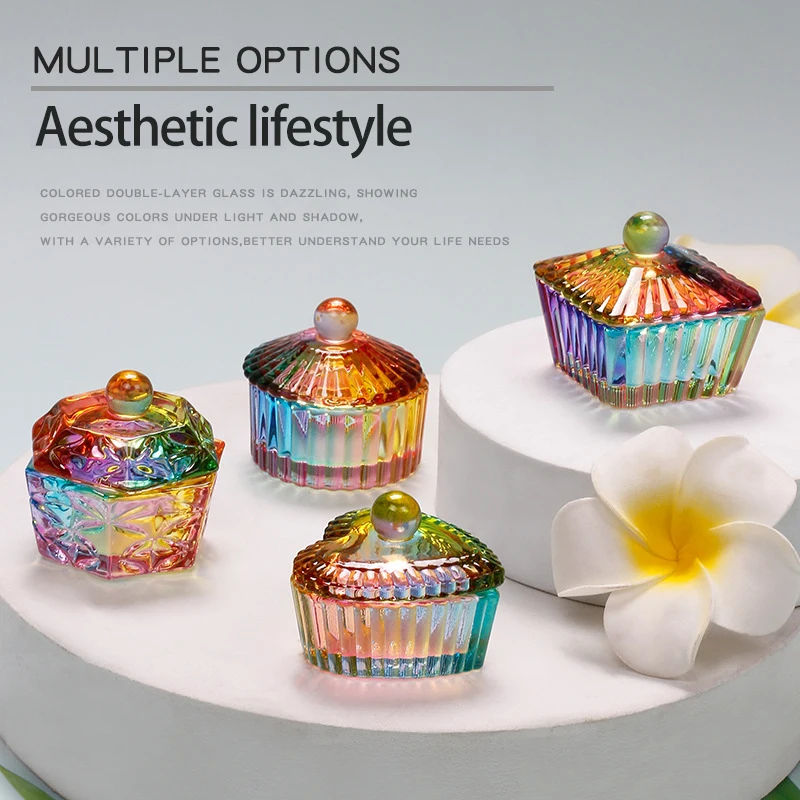 High Quality Colorful Glass Crystal Cup Nail Art Crystal Cup Set For Crystal Liquid Holder Nail Tool