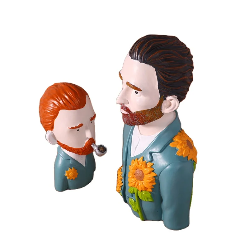 Luxury Ornament Hand Made Mr. Vincent Van Gogh Celebrity Art Craft Supplies Home Decor Crafts Resin For Living Room