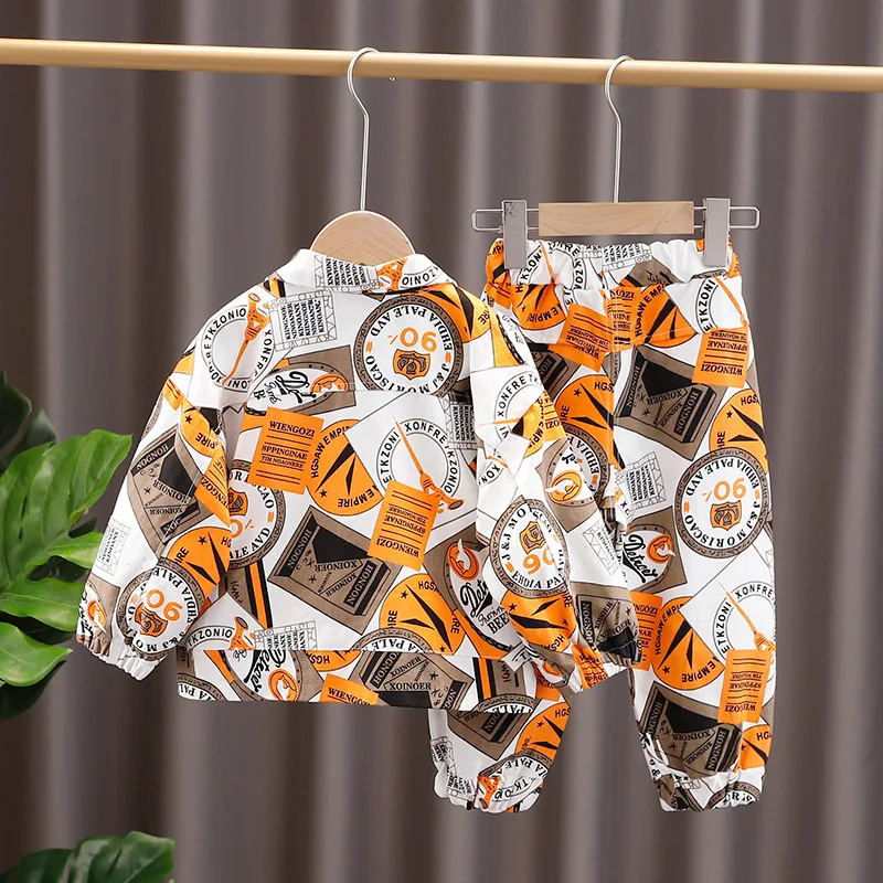 Костюм для мальчиков новинка 2022 модная детская одежда куртка осени и весны костюм из двух предметов Детский