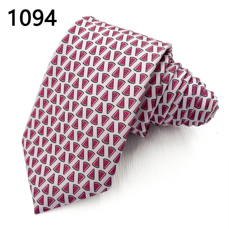 Watermelon Lemon Fruit Design Painted Eggshell Printed Polyester Neckties Wholesale Tie Factory