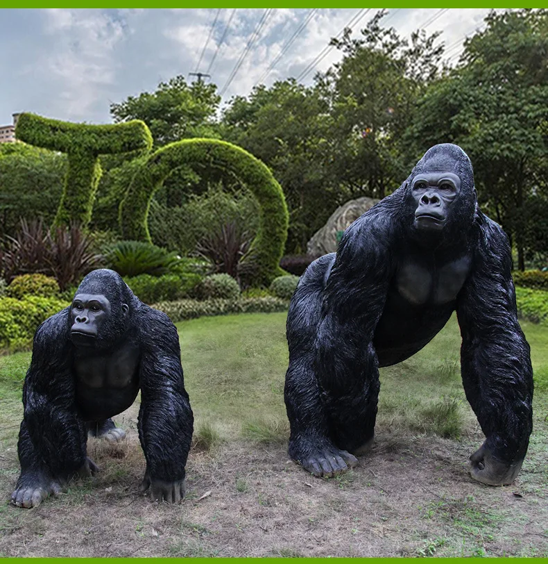SE7ART Forest Park Resin Life Size Garden Statues Outdoor Decorations Large Outdoor Gorilla Sculptures
