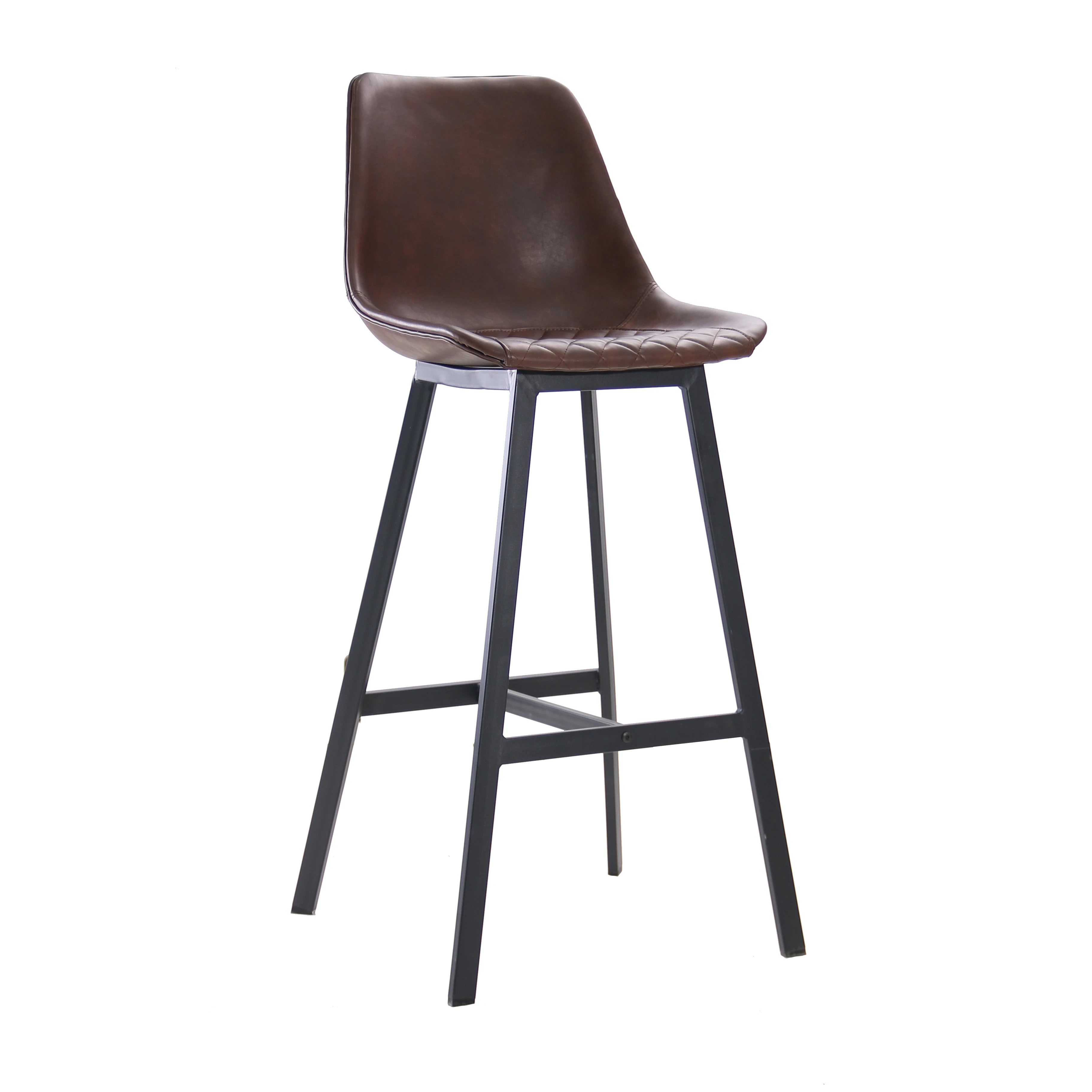 Итальянский, как бежевая, кожаная, стальная рама с подставкой для ног, барный стул