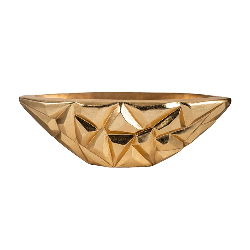 Boat Shape Decorative Bowl Luxury Gold Decor Vase Fiberglass Table Flower Bowl Vase