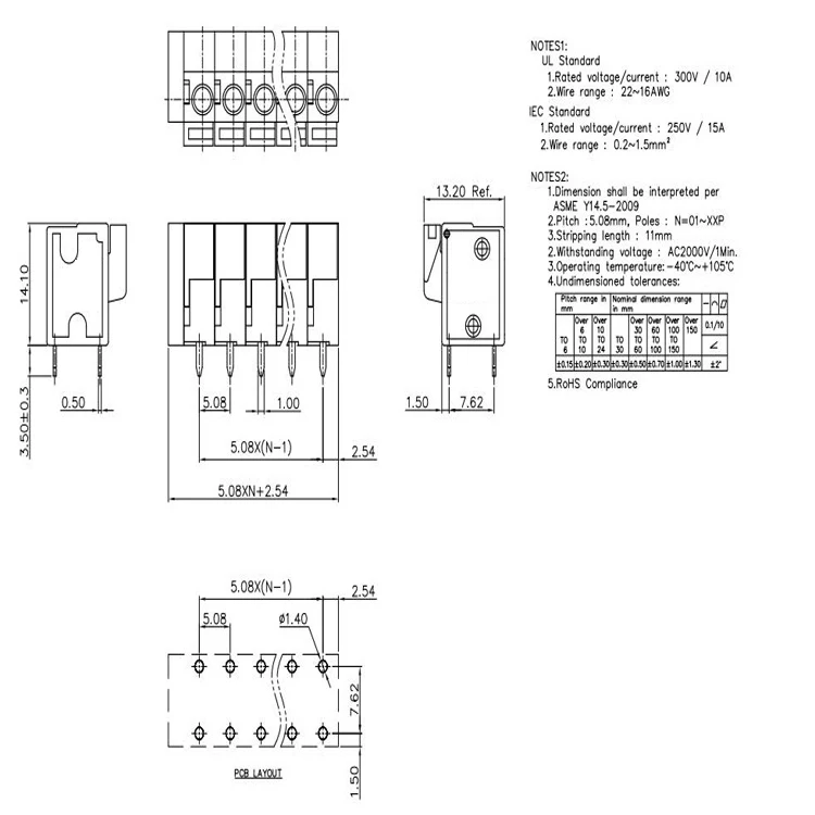 5.08mm  spring PCB terminal block replace Phoenix hige quality spring terminal connector