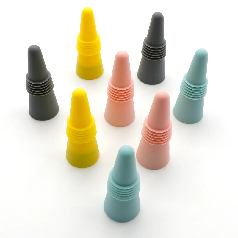 Custom Various Colors Wine Bottle Sealer Silicone Beverage Bottle Plug Taper Shaped Reusable Silicone Red Wine Stopper Stopper