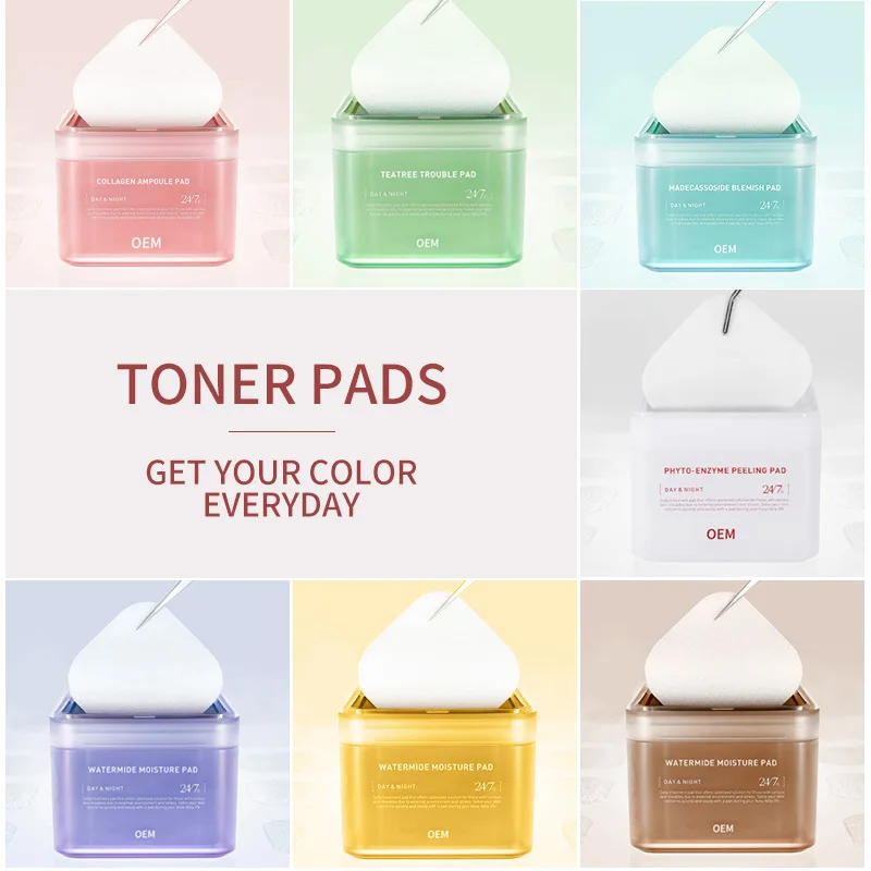 OEM Korea MEDIHEAL Facial Toner Pads with Centella Skin Toner for Vegan Toner 100 Pads