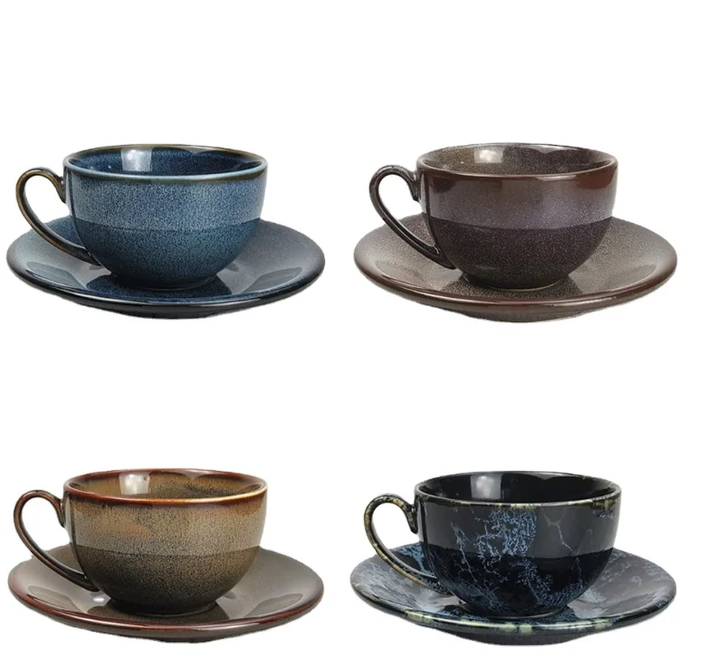 Cups and Saucers Clear Tea Water Cups Sets Japanese Style Ceramic Clay Tea Service Arabic Espresso Coffee Cup