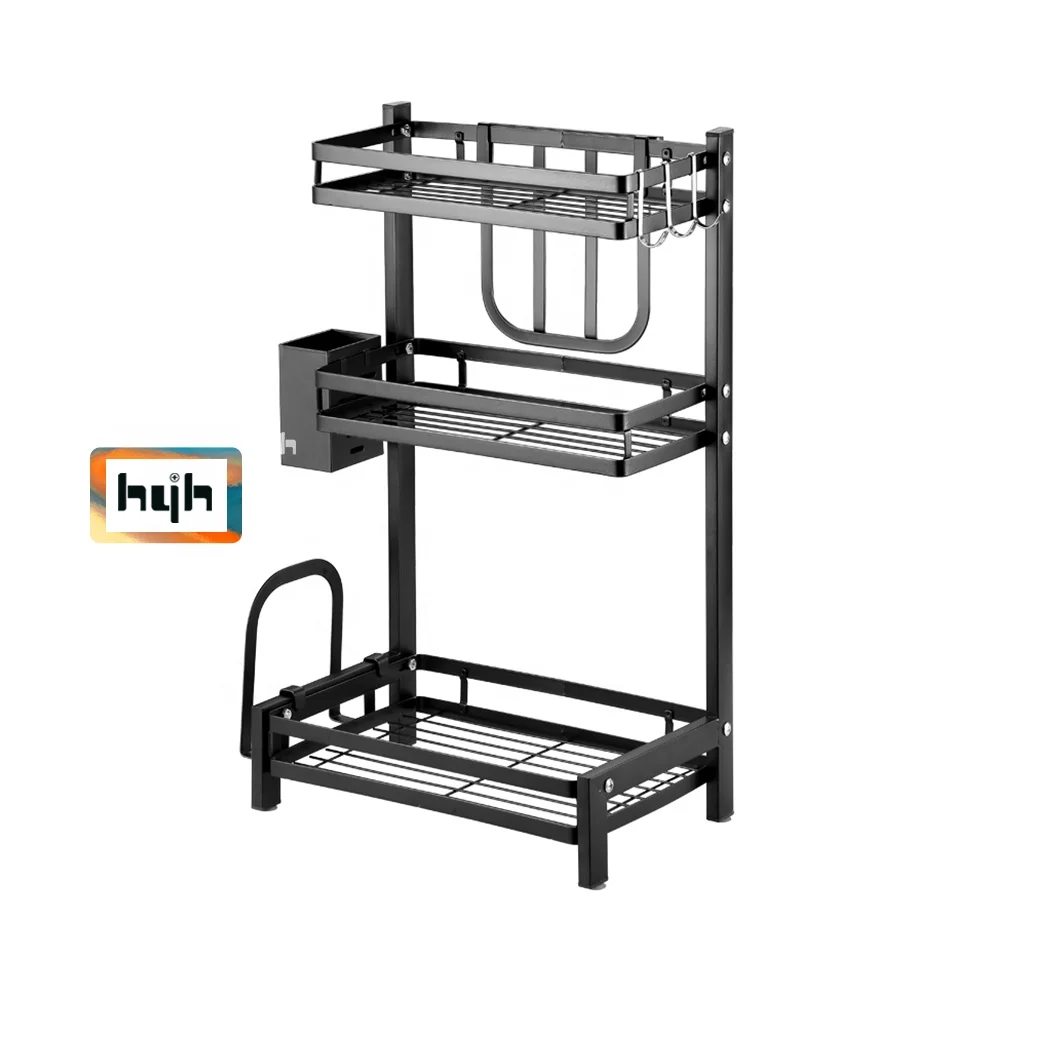 Simple design wholesale wall hungwall mounted kitchen storage spice rack aluminium dish rack