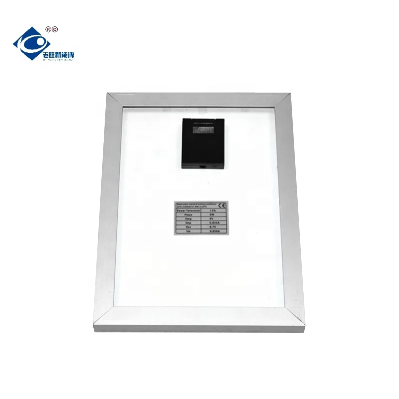 6V Portable Solar Panel Charger 5W Glass Laminated Solar Panel ZW-5W-6V Mini Poly Crystalline Solar Panel