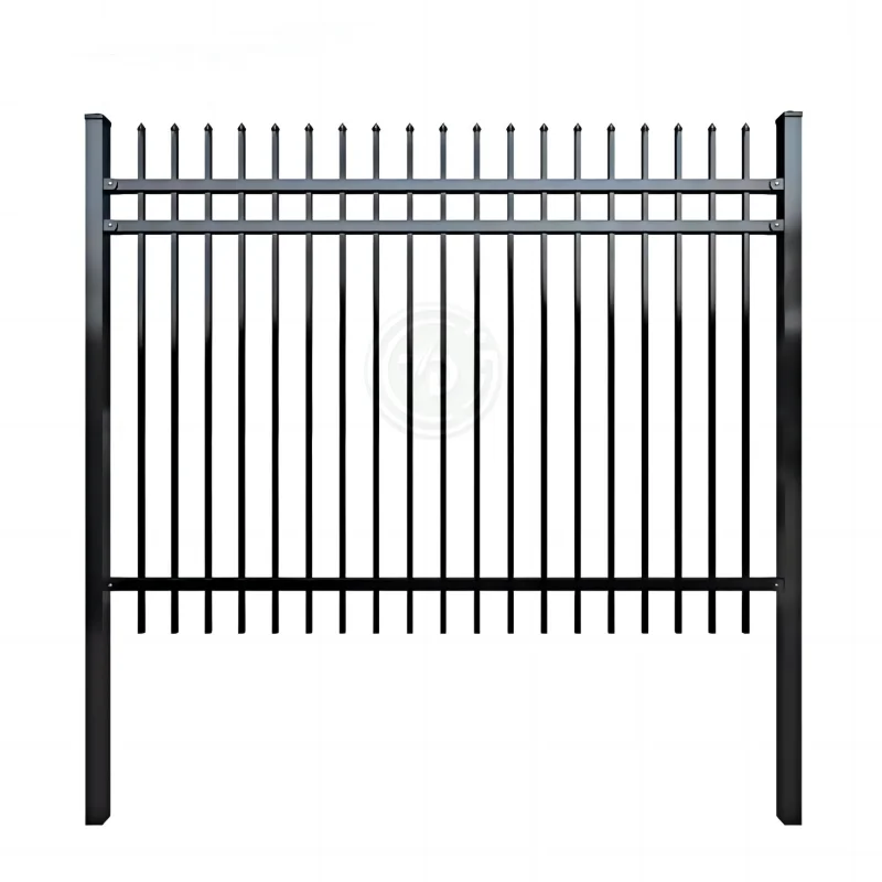 Outdoor Garden Security Powder Coated Steel Tubular Fence Wrought Iron Fence Panels Wrought Black Steel Picket Fence