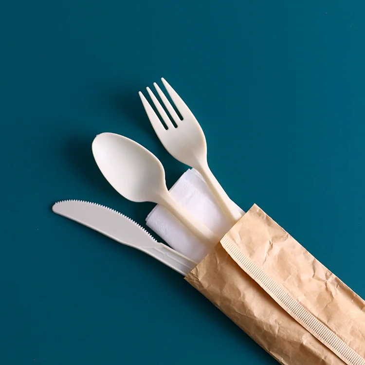 Disposable Plastic Cutlery Sets with Napkin Fork Spoon Knife and Pepper Salt Bag