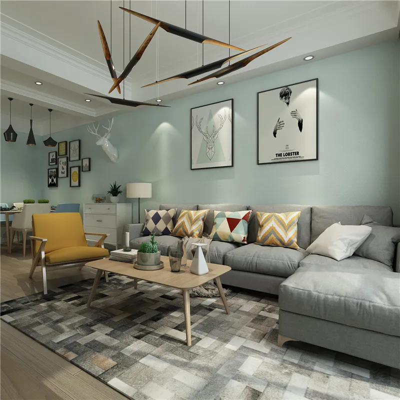 Gline ready to ship 60cmx500cm light blue color home decoration pvc wall paper wallpaper