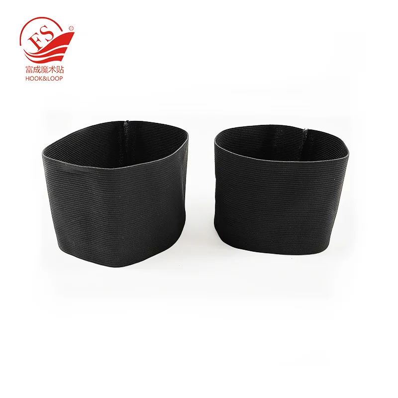 Good Quality 80*320 mm  Elastic Hook And Loop Soccer Football  Captain Armband In Black Color