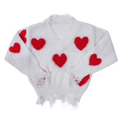 2020 New Arrival Mommy and Me Heart-shaped Distressed Sweater customizable  Sweater