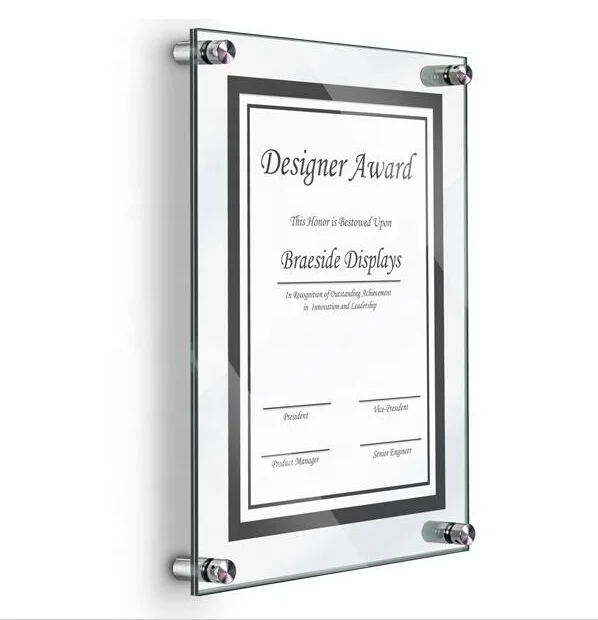 Manufacturer factory supplier Acrylic Standoff Wall Frames acrylic wall mount sign holder acrylic photo holder