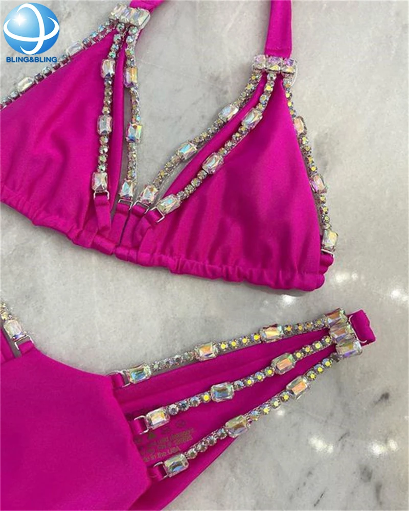 Factory Price AB Acrylic Rhinestone 3 Rows Silver Sea Water Resist Hardware Bikini Connector For Swimwear Bra Clip