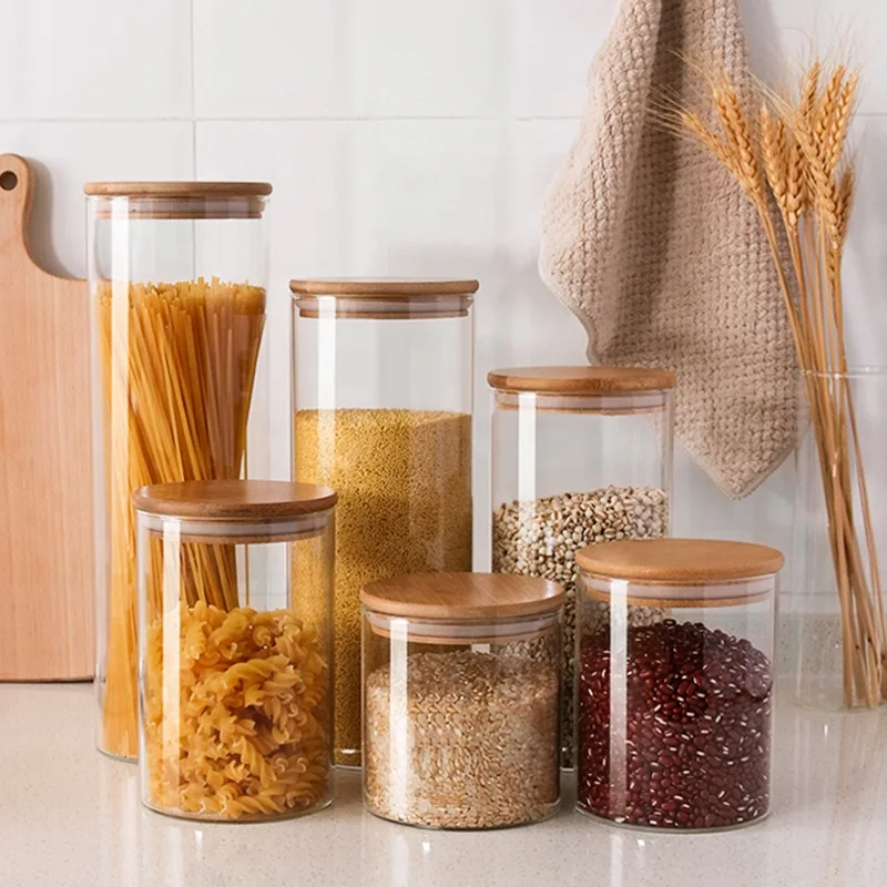Factory Wholesale Glass Storage Jars Different Sizes Available Glass Container with Airtight Lid Sealed Glass Jar