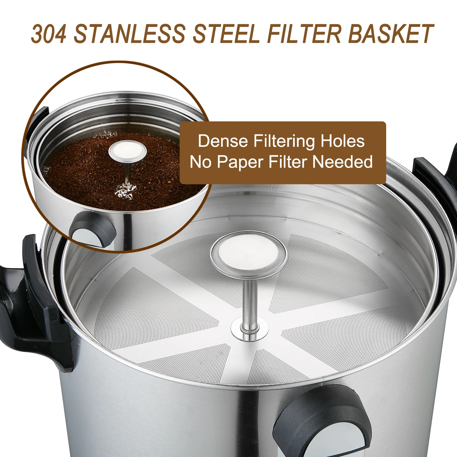 Coffee Percolator 2023 Commercial 304 Double Wall Stainless Steel Electric Silver Removable Cappuccino Machine 950-2000W 30-180