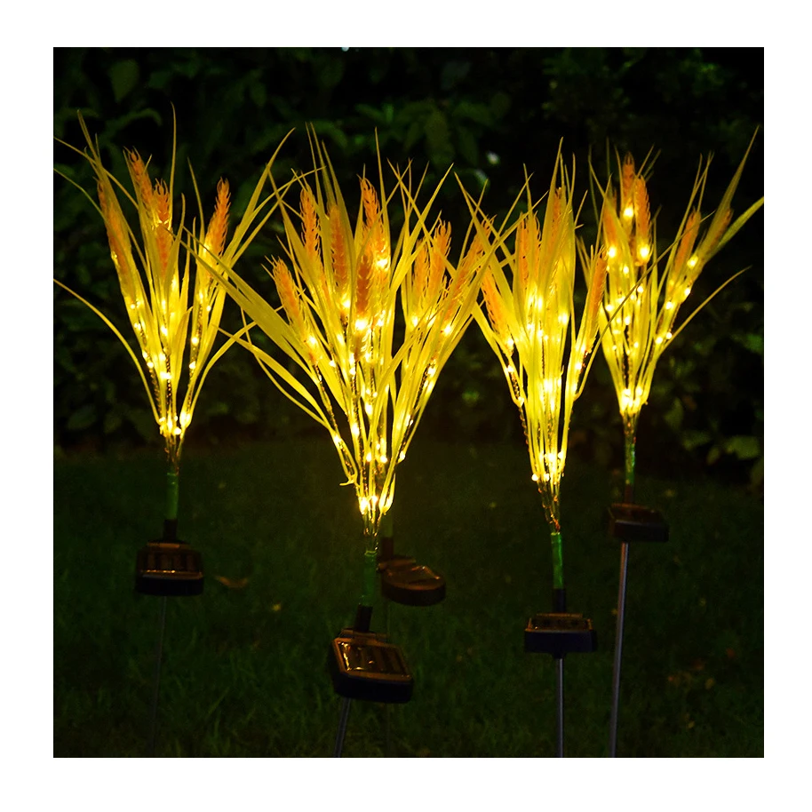 Solar Flowers Lights Outdoor Decorative 2pcs Solar Wheat Ear Lights IP44 Waterproof Wheat Ear LED Garden Lights with Ground